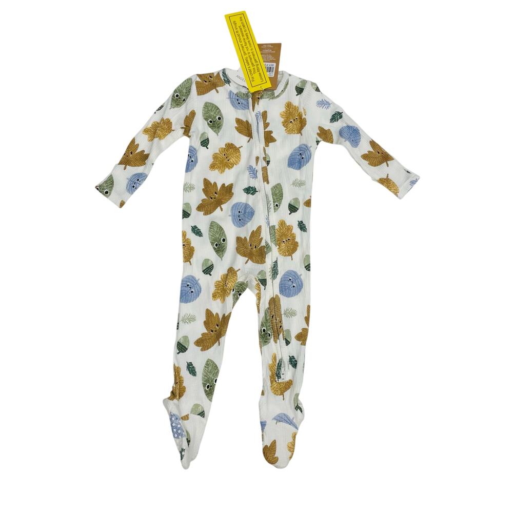 NWT Angel Dear 6/9M Cuddly Leaves PJs